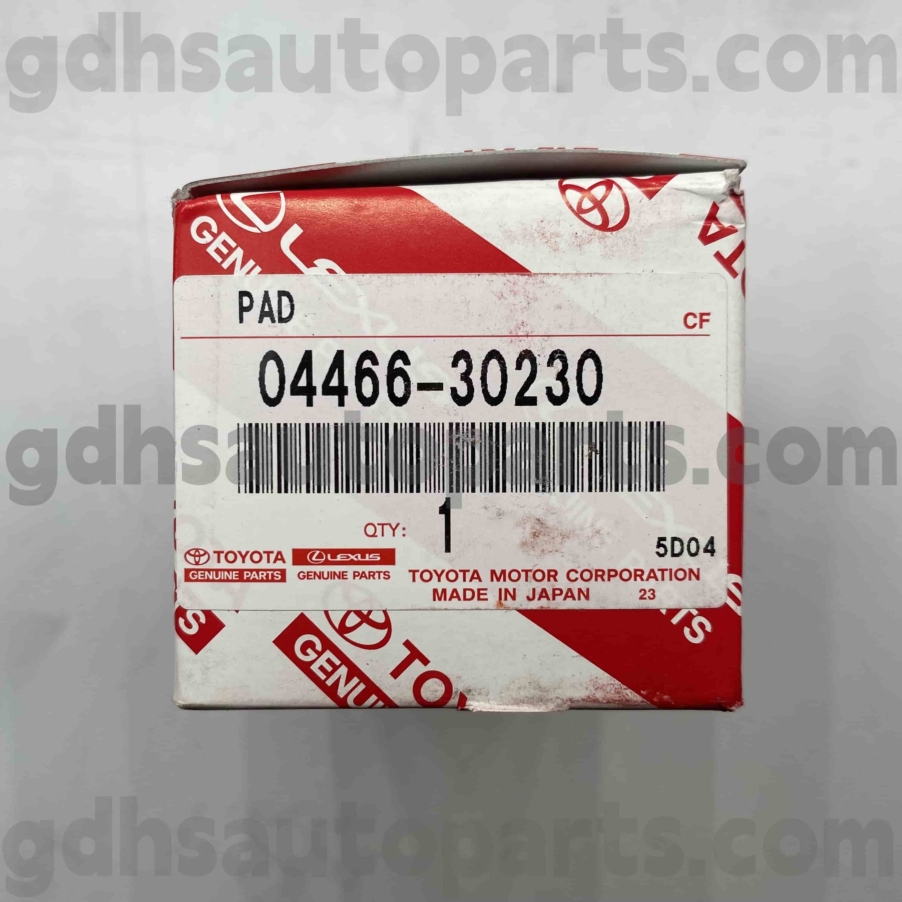04466-30230 Toyota ชิ้นส่วนของแท้ผ้าเบรคด้านหลังสำหรับ Mark X, Crown, Reiz Chassis no. grs20# grx13#